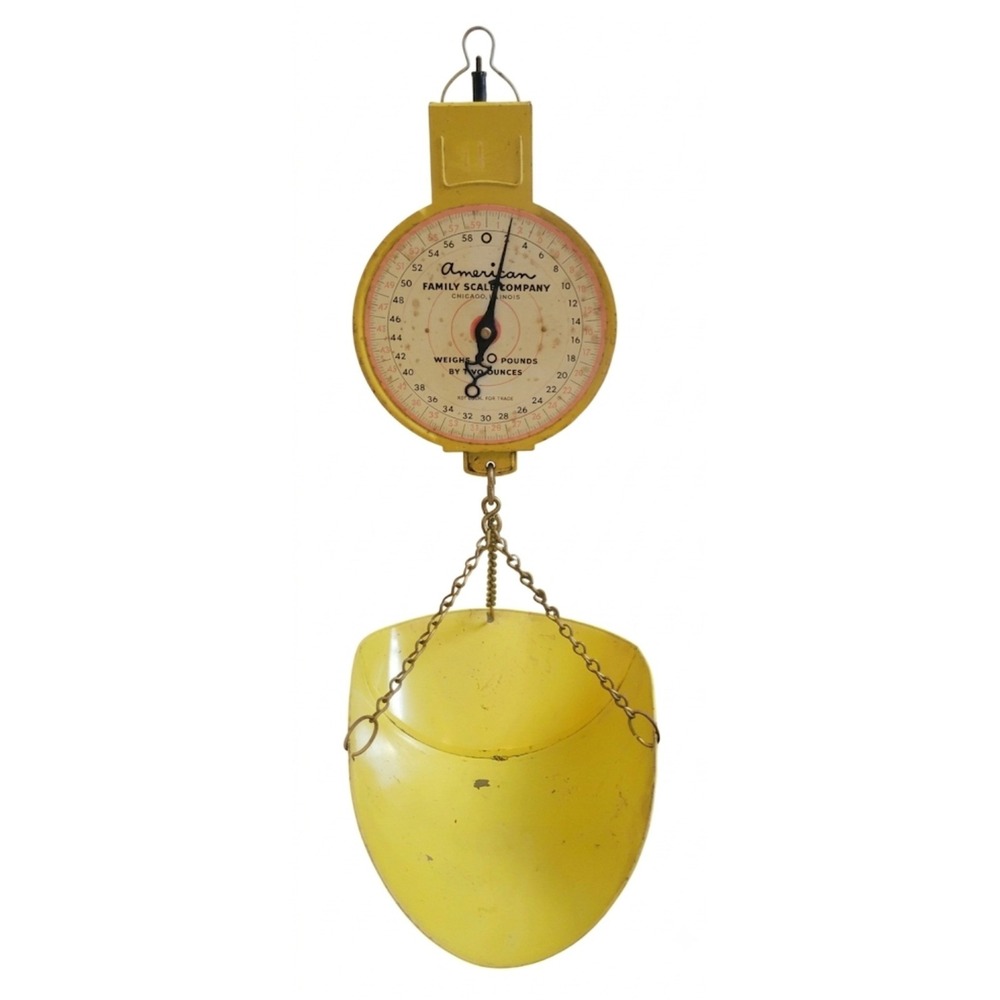 Vintage American Family Scale Co Yellow Hanging Basket Scale 60 lbs